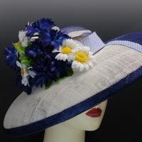 Blue and White Sinamay Hat