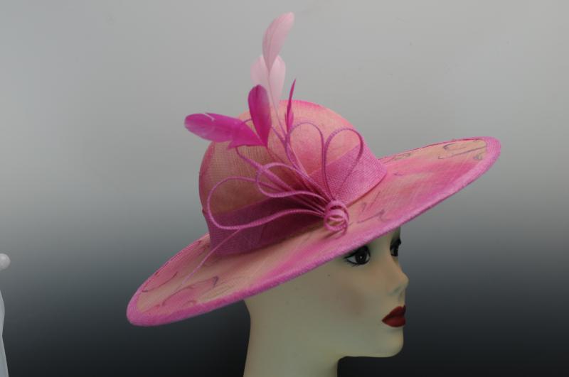 Hand Painted Hand Blocked Pink Sinamay Hat